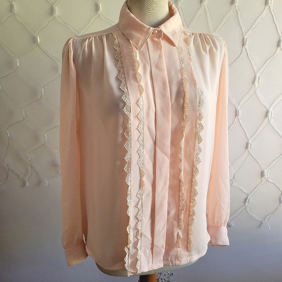 Vintage Karen Scott Blouse / Blush Pink / Size 10 - Picture 1 of 7